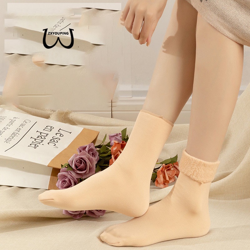 1 คู่ ผู้หญิง ฤดูหนาว ที่อบอุ่น หนา ถุงเท้าความร้อน - รูปที่ 4