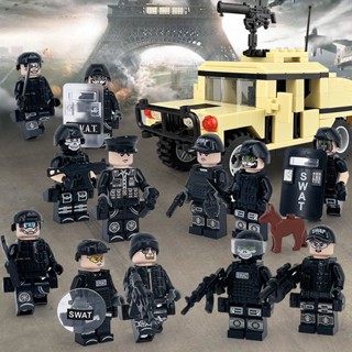 โมเดลฟิกเกอร์ SWAT Police Special Forces World War Ii ของเล่นสําหรับเด็ก 8-12 ชิ้น ต่อชุด