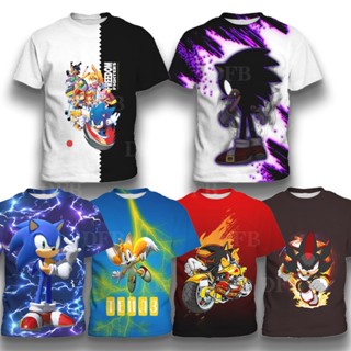 เสื้อยืดคอกลม แขนสั้น พิมพ์ลายอนิเมะ Game Sonic 3D สําหรับเด็กผู้ชาย ผู้หญิง [อายุ 3-12 ปี]