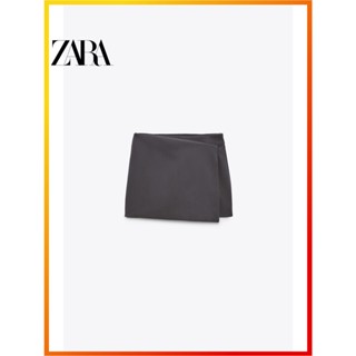 Zara ฤดูใบไม้ผลิใหม่ TRF ผู้หญิงห่อพับกระโปรงอสมมาตร 7385525 801