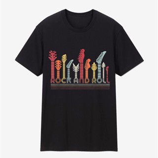 [S-5XL] เสื้อยืด พิมพ์ลาย D9 Rock And Roll Guitar Bass Music Rocker สไตล์วินเทจ แฟชั่นเรโทร