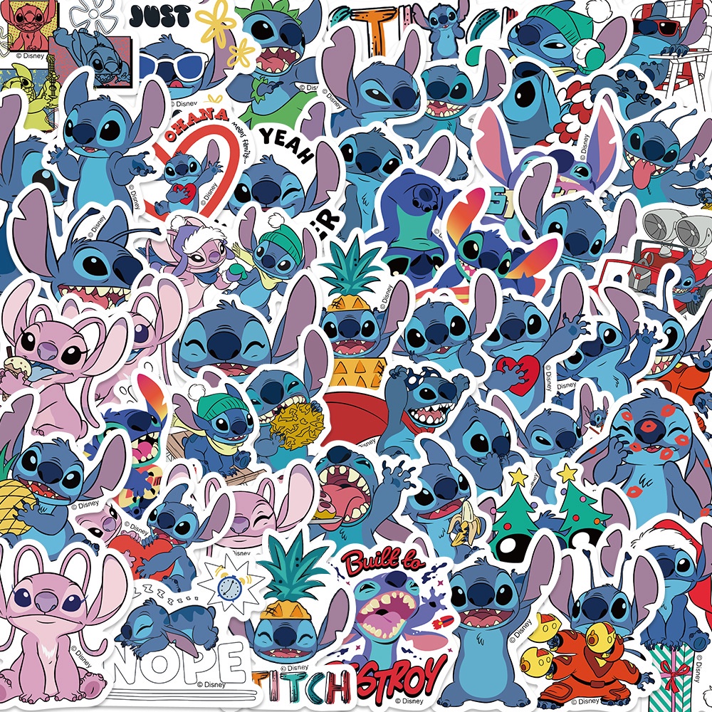 (Authorized) 50 pcs Cute Stitch Cartoon Waterproof PVC Stickers (1)