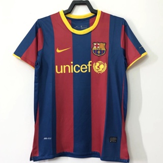 เสื้อกีฬาแขนสั้น ลายทีมชาติฟุตบอล Barcelona 10-11 ชุดเหย้า แนวเรโทร แห้งเร็ว สําหรับผู้ชาย ไซซ์ S-XXL