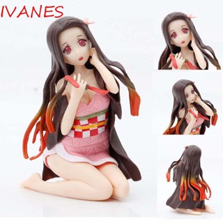 IVANES Q Version Demon Slayer Japan Collection Model Action figures Kimetsu No Yaiba Desktop Ornaments Demon Blade Japanese Anime Kneeling Version Kamado Nezuko Model Figuals