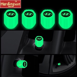 4pcs Hyundai Luminous Universal Car Tire Valve Caps For Accent Eon Getz Reina Porter Kona Grace I10 Tucson Motorcycle Bicycle Car Accessories