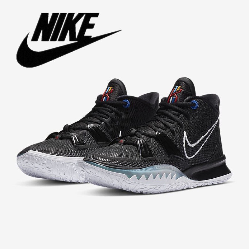แท้ ✨ Nike Kyrie 7 รองเท้าบาสเก็ตบอลระบายอากาศที่ทนต่อการสึกหรอยามรองเท้าฝึกซ้อม สีดำ