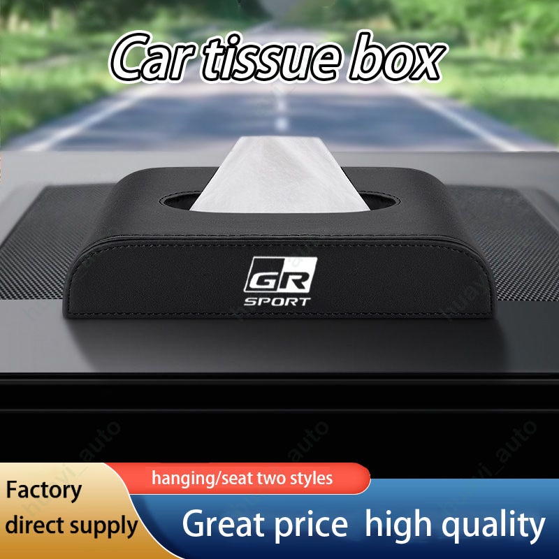 Gr กีฬารถหรูหราหนังกล่องกระดาษทิชชูแขวนอเนกประสงค์สําหรับ Toyota Raize Rush Vios Veloz Cross Corolla Yaris Sienta Prius Camry Fortuner Wigo Innova Hilux
