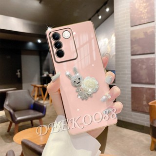 ใหม่ เคสโทรศัพท์มือถือแบบนิ่ม ขอบตรง ลายกระต่ายน่ารัก สําหรับ VIVO V29 5G VIVOV29 2023