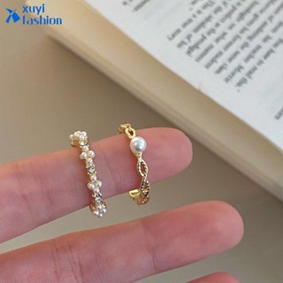 2Pcs/set Fashion Pearl Rings Set for Women Retro Gold Ring Jewelry Accessories