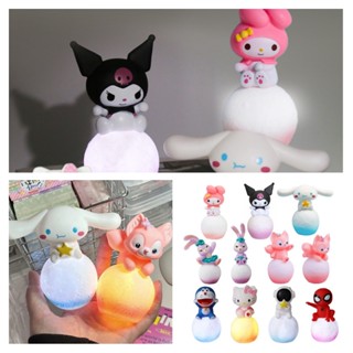 โคมไฟกลางคืน LED รูปฟิกเกอร์อนิเมะ Sanrio Kuromi Melody Moon 3D สําหรับตกแต่งห้องนอน