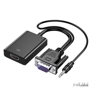 Kiki สายเคเบิลแปลง 1080P VGA เป็น VGA ตัวผู้ ตัวเมีย เป็น HDMI สําหรับโปรเจคเตอร์ PC แล็ปท็อป HDTV 3.5 มม.