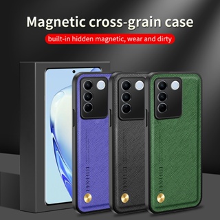 For vivo v27 v 27 pro Shockproof Cover Luxury Leather Cross pattern Casing Magnetic shell