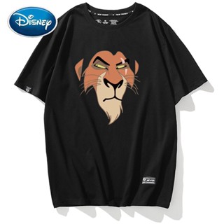 เสื้อยืด พิมพ์ลายการ์ตูนดิสนีย์ The Lion King Of The Jungle Scar สไตล์ฮาราจูกุ มี 6 สี สําหรับคู่รัก S-5XL