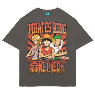 เสื้อยืดแขนสั้นKizaru เสื้อยืด โอเวอร์ไซซ์ พิมพ์ลายอนิเมะ One Piece PIRATES KING สไตล์วินเทจS-5XL