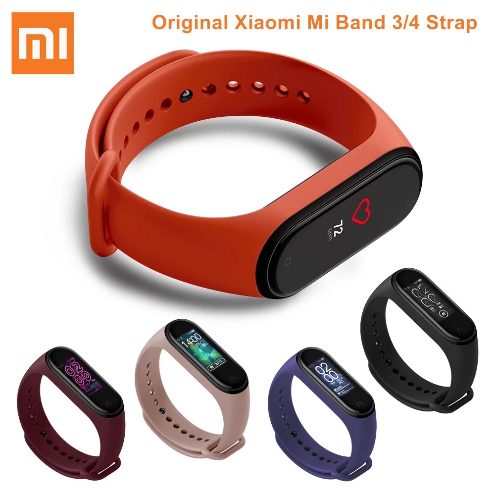 ของแท้ สายนาฬิกาข้อมือซิลิโคน สีส้ม สําหรับ Xiaomi Mi Band 4 3 Mi Band 4 3 Smartwatch Mi