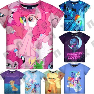 เสื้อยืดแขนสั้น พิมพ์ลาย My Little Pony แฟชั่นสําหรับเด็กผู้หญิง อายุ 3-14 ปี