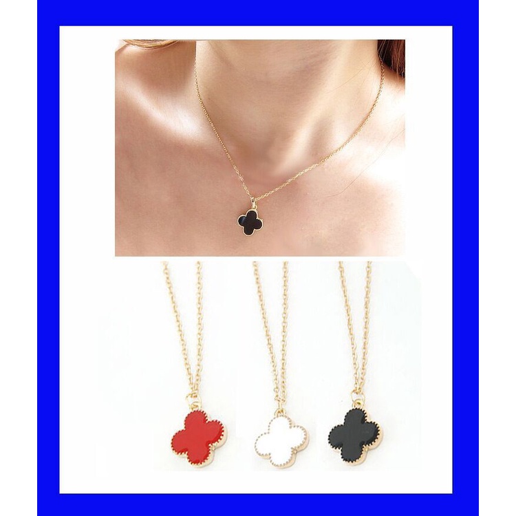 สร้อยคอ จี้ใบโคลเวอร์สี่แฉก แบบเรียบง่าย สไตล์เกาหลี สําหรับผู้หญิง