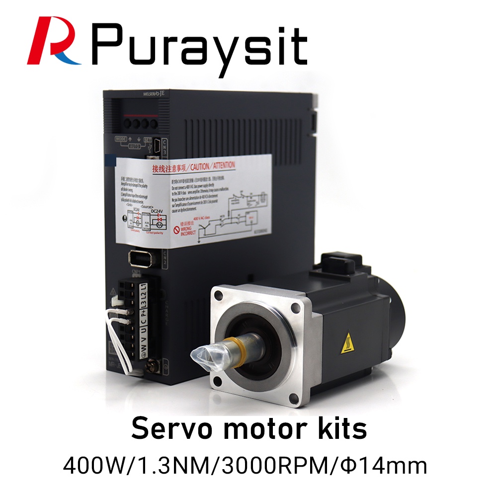 SZ Puraysit Servo Motor Kits 400W HG-KN43J-S100 MR-JE-40A 1.3NM 3000RPM Dia.19mm พร้อมสาย 3M