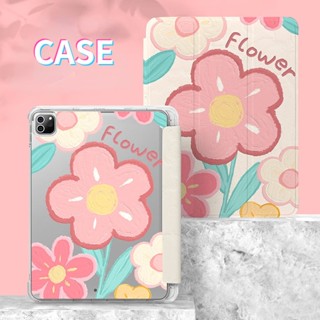 เคส TPU ลายดอกไม้ พร้อมช่องใส่ปากกา สําหรับ iPad gen10 gen9 gen8 gen7 10.2 Air4 Air5 10.9 pro11 2020 gen5 gen6 mini6