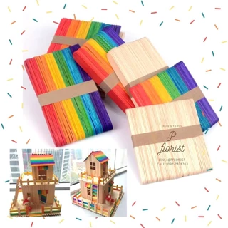 ไม้ไอติม ( แพ็ค50ชิ้น) ไม้ไอติม(ใหญ่ / เล็ก / สี / ขาว) ไม้ไอติมสี งานDIY งานศิลปะ งานประดิษฐ์