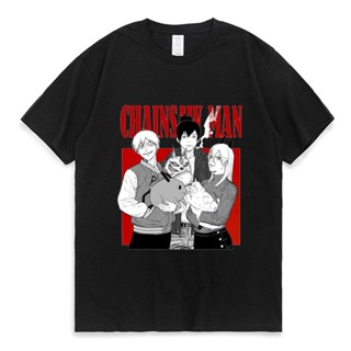 tshirt เสื้อยืดแขนสั้น พิมพ์ลายกราฟฟิคอนิเมะ Chainsaw Man Denji Aki Power สไตล์คลาสิก สําหรับผู้ชาย PDhked97HMlfhg80(S-5