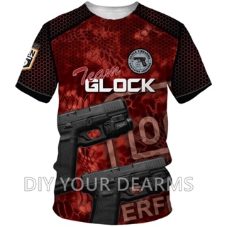 เสื้อยืดแขนสั้น พิมพ์ลาย TACTICAL GLOCK Shirt 3 มิติ แฟชั่นฤดูร้อน สําหรับผู้ชาย