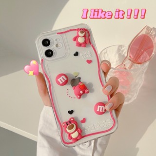 เคสป้องกันโทรศัพท์มือถือ ลายหมีน่ารัก สามมิติ สําหรับ Apple Iphone 14 13 12pro max 11 xs 14 13 XR