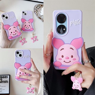 3D กันกระแทก สําหรับ OPPO Reno8Z Reno7Z 5G Reno8 Reno7 Reno 7Z 8Z 8 7 7Pro 6 5 5Pro 4 4Pro 3 3Pro 2 Z A74 A54 5G เคสมือถือ Soft TPU Case เคสป้องกัน Cute Cartoon Piggy เปลือกซิลิคอน