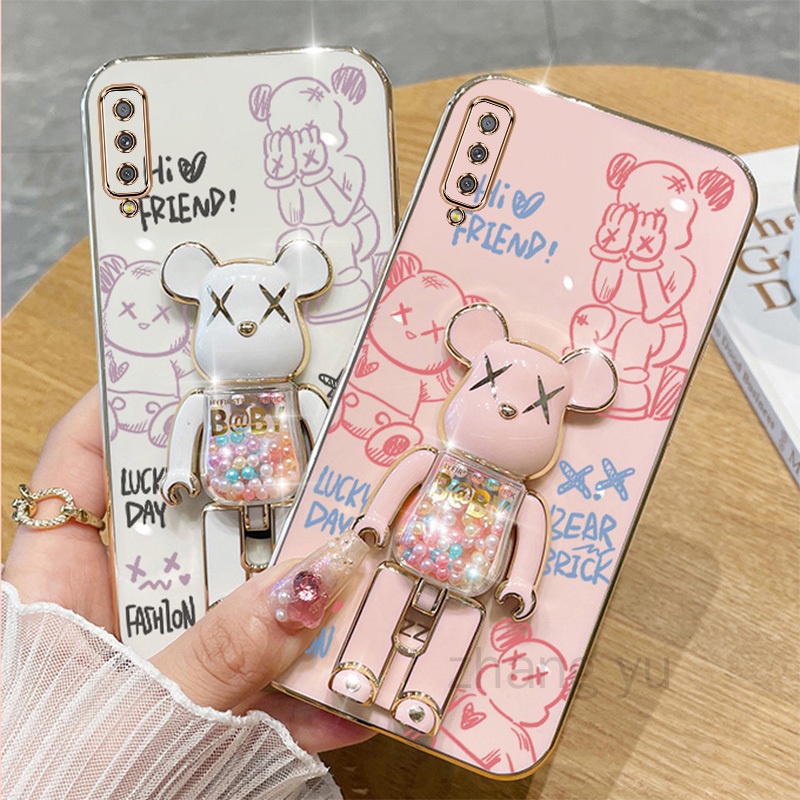 เคสโทรศัพท์มือถือ TPU นิ่ม บางมาก กันกระแทก ลายหมีโหด 3D สีแคนดี้ สําหรับ Samsung A7 2018 A750 A70 A50 A50S A30S