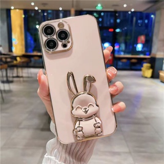 เคสโทรศัพท์ซิลิโคน TPU แบบนิ่ม ลายกระต่ายน่ารัก พร้อมขาตั้ง สําหรับ HuaWei Nova6 SE Nova7 7Pro 7SE Nova8 8Pro 8SE Nova9 SE