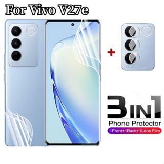 3in1 ฟิล์มไฮโดรเจลใส กันรอยหน้าจอ แบบเต็มจอ ป้องกันเลนส์กล้อง สําหรับ Vivo V27E V27 E 2023 Vivov27e V2237 V25E 4G V27 V25 Pro 5G