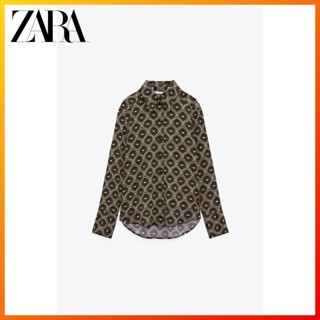 Zara เสื้อเชิ้ต พิมพ์ลาย สไตล์วินเทจ แฟชั่นฤดูใบไม้ผลิ สําหรับผู้หญิง