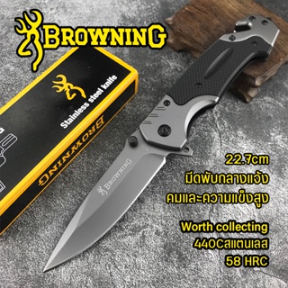 มีดพก มีดพับ มีระบบดีดใบมีด มีดเดินป่า มีดป้องกันตัว Quality Gray Folding Knife 5CR15MOV Blade + G10 Steel Handle