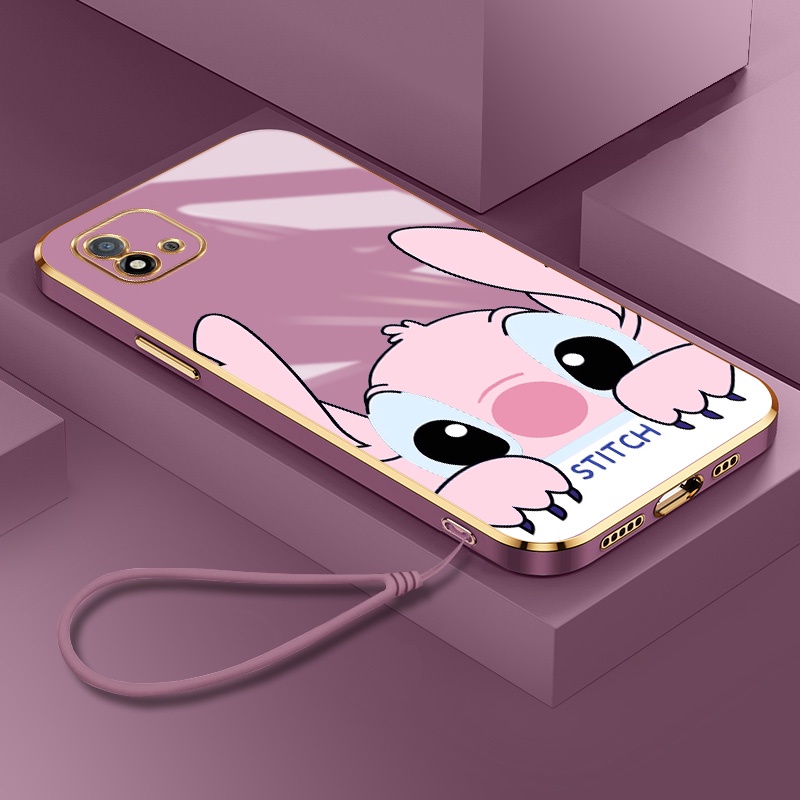 ปลอกRealme RMX1941 RMX3231 RMX3286 RMX3521 RMX3511 RMX3301 RMX3472 การ์ตูนคู่สีชมพูStitchเคสโทรศัพท์