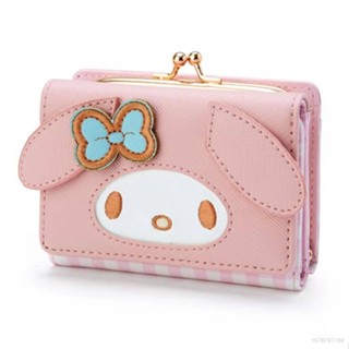 กระเป๋าสตางค์ หนัง PU ใบสั้น แต่งซิป ลายการ์ตูน Sanrio Hello Kitty mymelody Cinnamon Pompom Purin น่ารัก สําหรับผู้หญิง