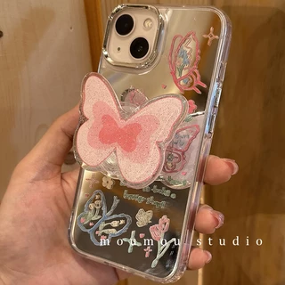 Huiwanju เคสโทรศัพท์มือถือกระจก ลายผีเสื้อ สําหรับ Iphone 14promax IP13 12promax 11