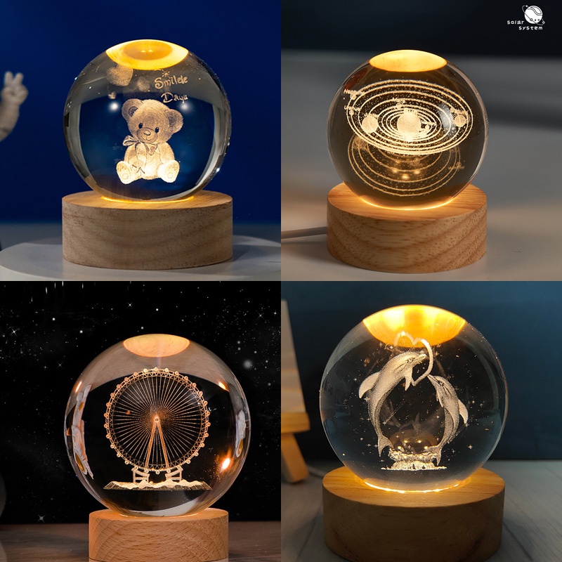 RAYPAL พร้อมส่งในไทย ของขวัญ โคมไฟหัวเตียง3D LED+USB โคมไฟคริสตัล โคมไฟตั้งโต๊ะ โคมไฟกลางคืน ของขวัญวันเกิด รุ่น:3D6