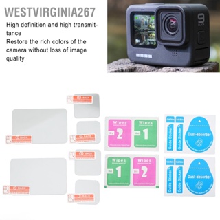 Westvirginia267 ฟิล์มกระจกนิรภัยกันรอยหน้าจอ เลนส์กล้องแอคชั่น สีดํา สําหรับ Hero 11 10 9