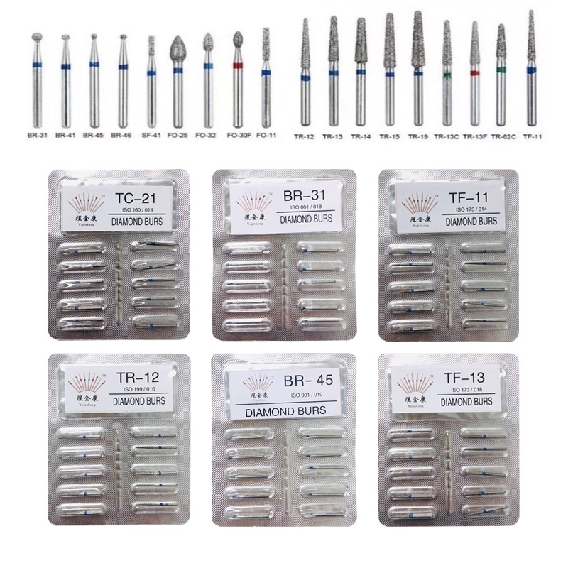 10 ชิ้น/แพ็ค Diamond Bur FG Dia-bur 1.6 มม. Shank สําหรับ Handpiece ความเร็วสูง Bur