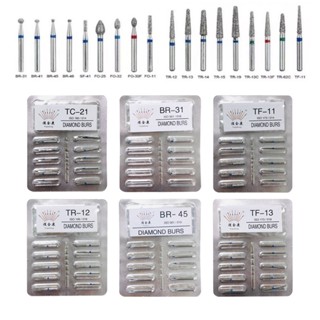 【พร้อมส่ง】ดอกสว่านเพชร Fg เส้นผ่าศูนย์กลาง 1.6 มม. ความเร็วสูง สําหรับเครื่องขัดฟัน 10 ชิ้น ต่อแพ็ค Burs