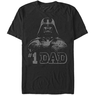 เสื้อยืดแขนสั้นราคาต่ำสุด!!100%cotton เสื้อยืดผู้ชายแฟชั่น STAR WARS Mens Star Wars Darth Vader Number One Dad T-shirt m