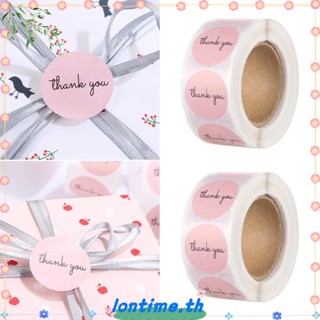 lontime 500 ชิ้น/ม้วนป้ายสติ๊กเกอร์ thank you สีชมพูสําหรับติดตกแต่ง