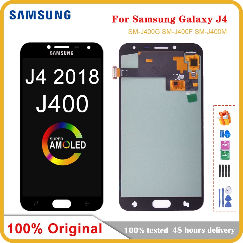 Super AMOLED สําหรับ Samsung Galaxy J4 J400 J400F J400G/DS SM-J400F จอแสดงผล LCD พร้อมหน้าจอสัมผัส D