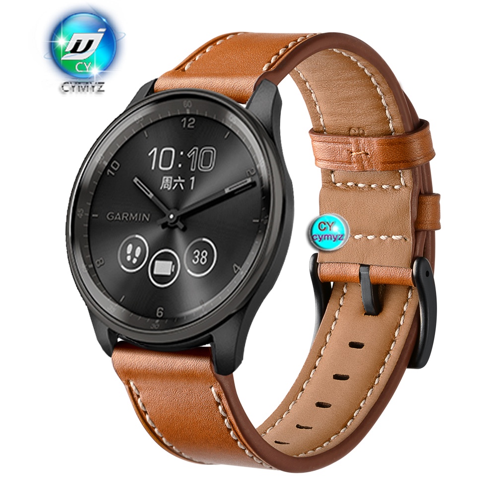 for Garmin Vivomove Trend สาย สายหนังแท้ สายสำรอง Garmin Vivomove Trend สายรัด สายรัดข้อมือกีฬา