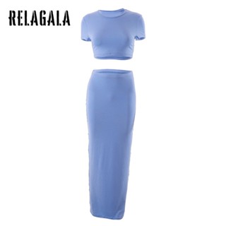 Relagala ชุดสูท คอกลม แขนกุด สีพื้น แฟชั่นสําหรับผู้หญิง 2023