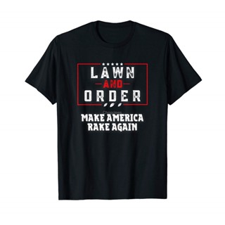 [S-5XL] เสื้อยืดลําลอง แขนสั้น พิมพ์ลาย Make America Rake Again Again a Funny Pun เข้ากับทุกการแต่งกาย สําหรับผู้ชาย 136