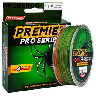 PROBEROS สายเบ็ดตกปลา เอ็นตกปลา PE หลากสี เบอร์ 4 100 เมตร 6 8 10 15 20 25 30 35 40 50 60 70 80 80 100 ปอนด์