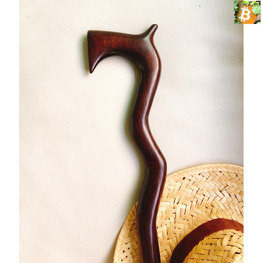 Bitcoin ไม้เท้า ไม้มะค่าคอหยัก ขนาด 85-95 ซม.