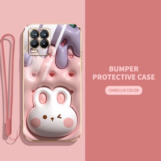 เคสโทรศัพท์มือถือ ลายสัตว์ และพืชน่ารัก 3D พร้อมสายคล้อง สําหรับ OPPO Realme 8 Pro Realme 8i Realme Narzo 50