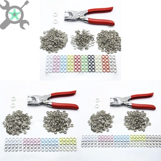 400Pcs Thickened Snap Fasteners Kit Metal Copper Five Claw Buckle Set with Hand Pressure Pliers Tool DIY Sewing Buttons Set SHOPCYC9595